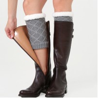 Unisex Winter Leg Warmer Thicken Fleece Liner Knit Knee Pads Warm Diamond Tube Socks Boots Deco